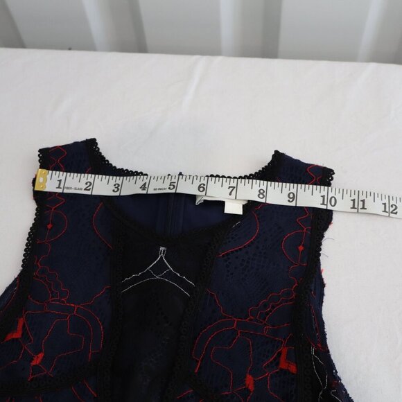 Jonathan Simkhai Womens Lace Tiered Ruffle Hem Mini Dress Blue Red Black Size 6 - Picture 7 of 10